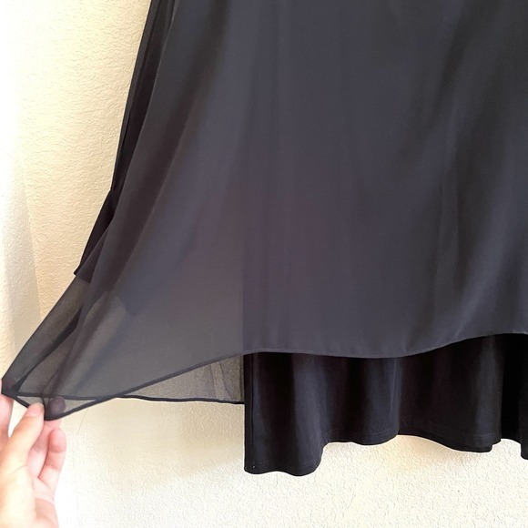 Soft Surroundings Black Double Layered Sheer Blouse Top Elegant Evening Wear Med - Picture 4 of 9